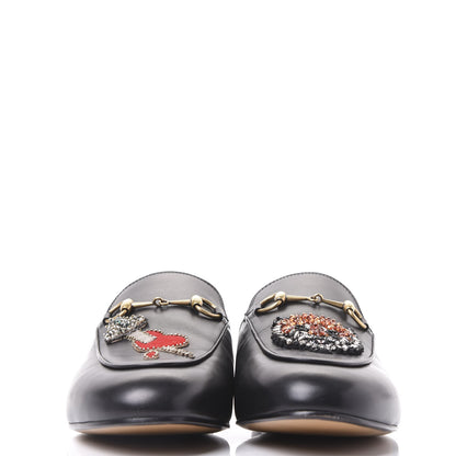 Gucci Calfskin Crystal Tiger Embroidered Princetown Slippers 39.5 Black 3 of 11
