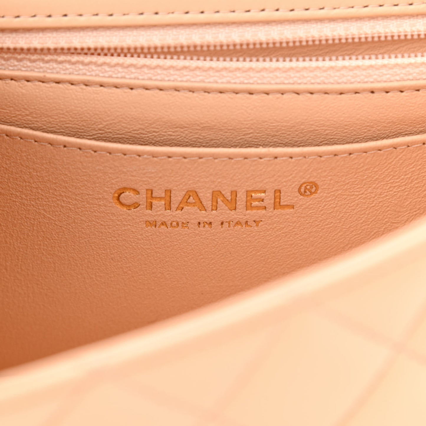 Lambskin Quilted Mini Rectangular Flap Beige