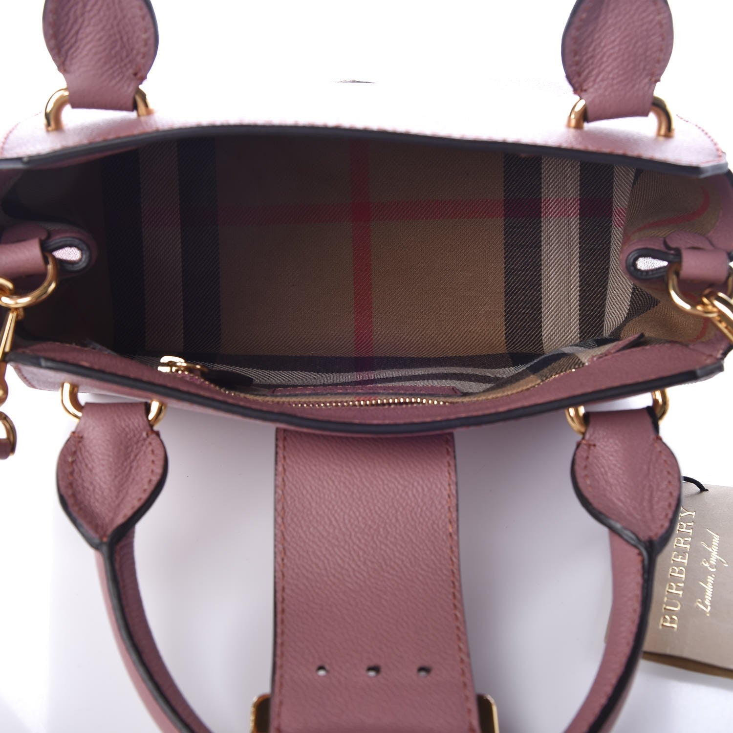 Burberry Soft Grain Calfskin Small Buckle Tote Dusty Pink 7 of 10