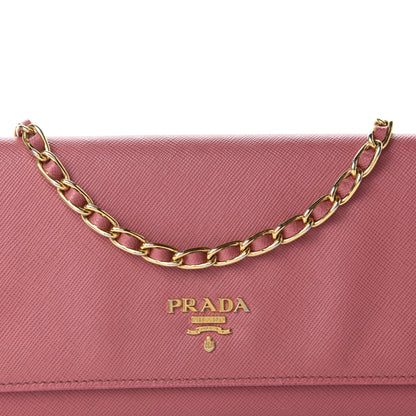 Prada Saffiano Metal Oro Chain Wallet Peonia 11 of 12