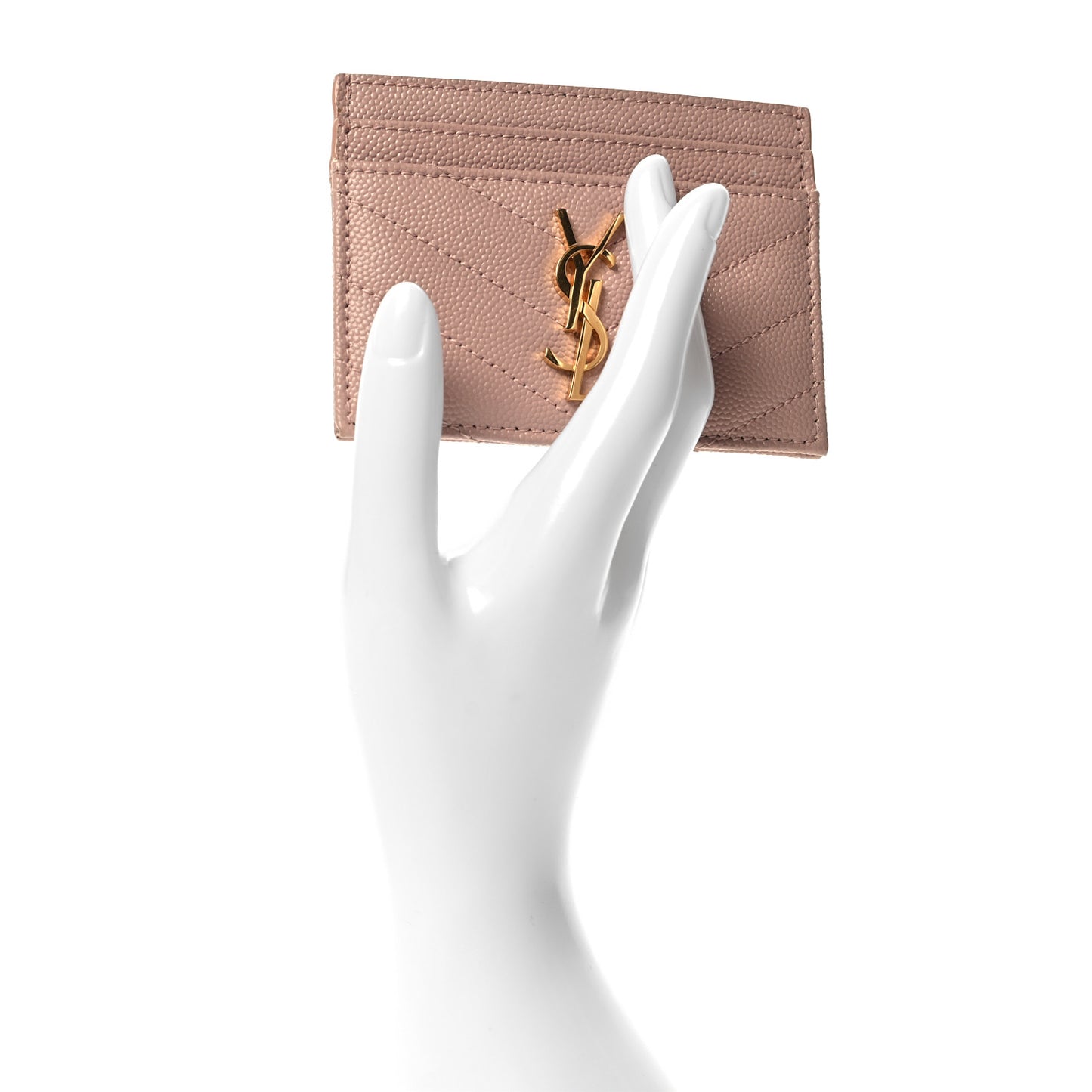 Grain De Poudre Matelasse Chevron Monogram Credit Card Case