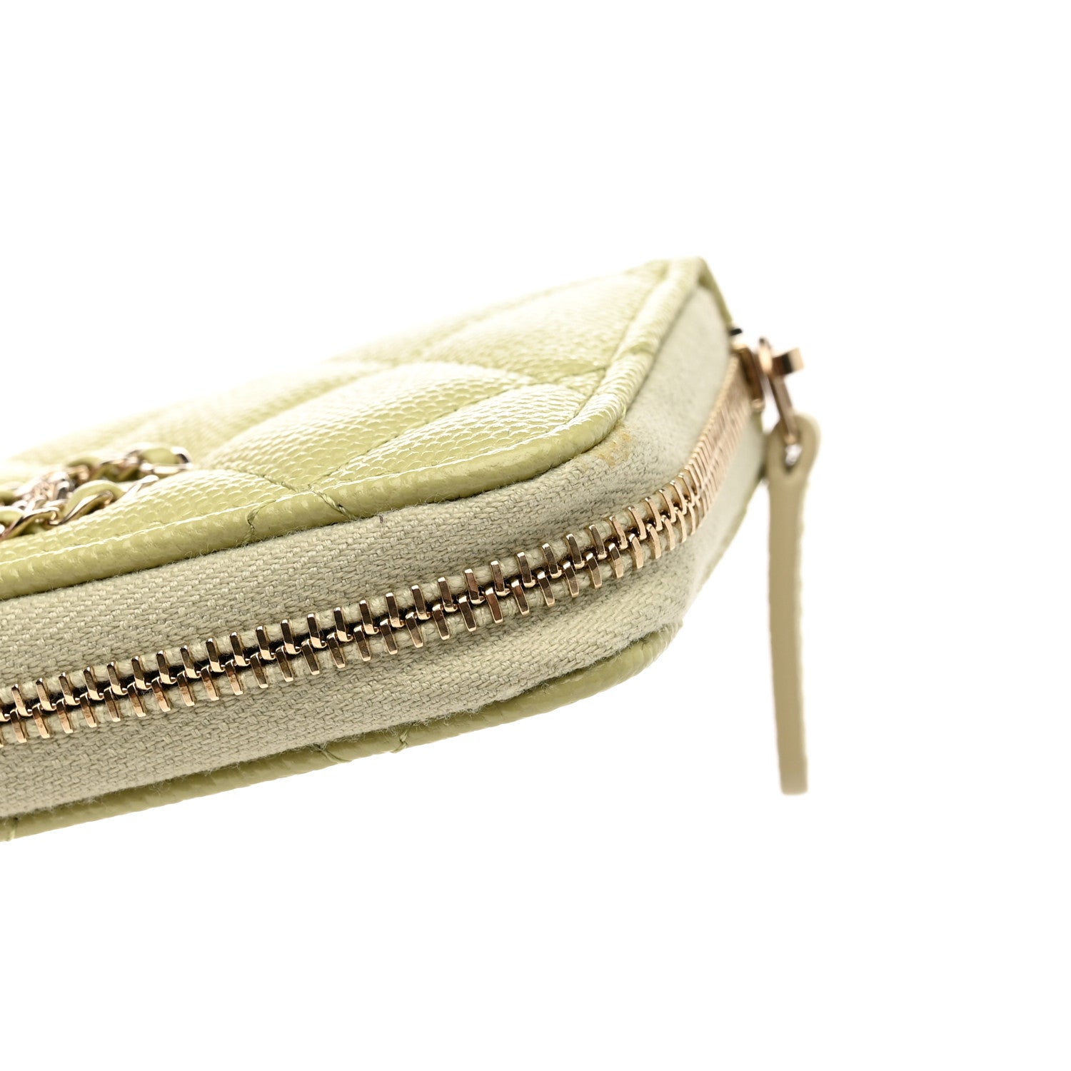 Chanel Caviar Quilted French New Wave Zip Coin Purse Light Green 8 of 9