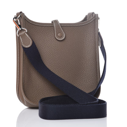Hermes Taurillon Clemence Amazone Evelyne TPM Etoupe Bleu Indigo 3 of 8