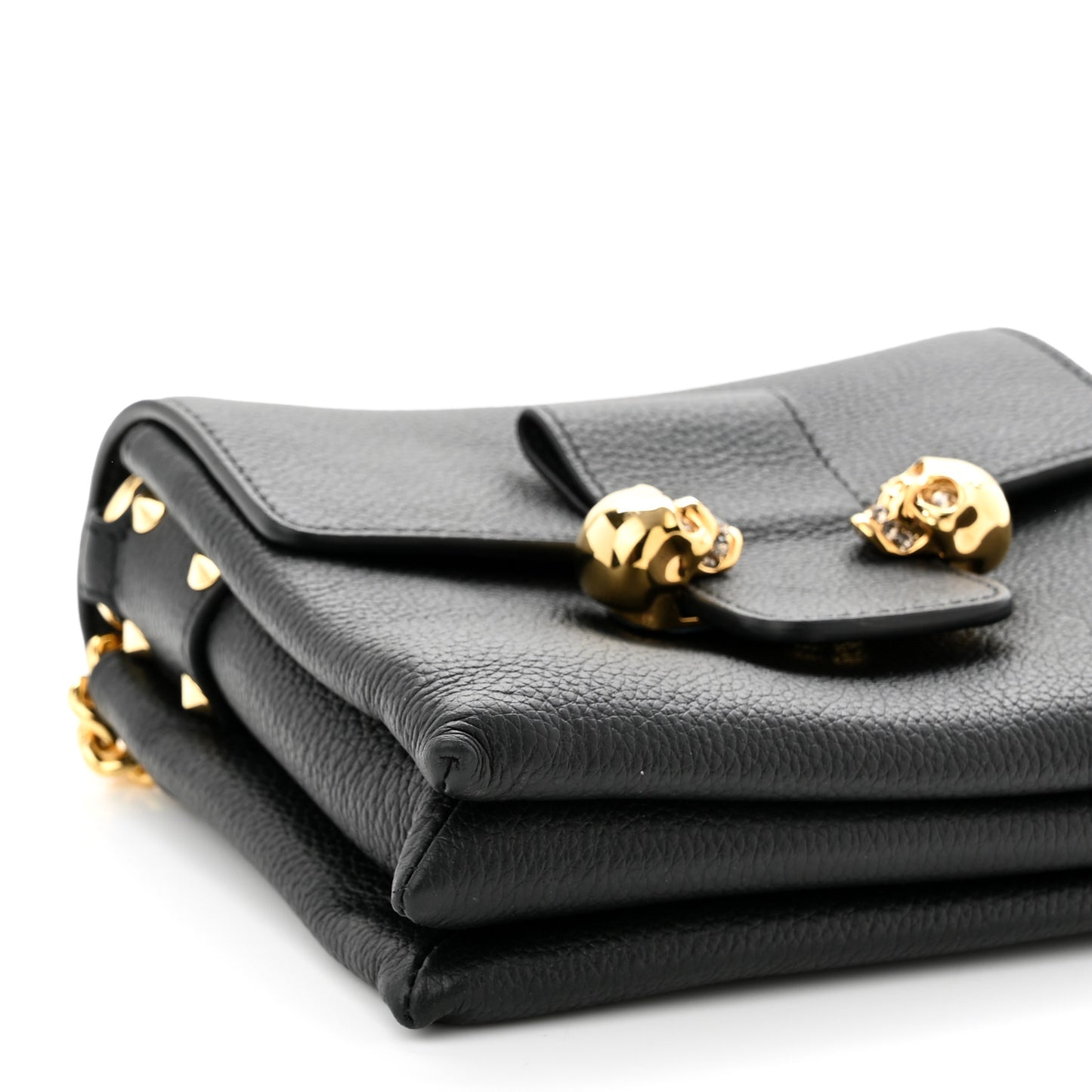 Calfskin Mini Twin Skull Chain Crossbody Black