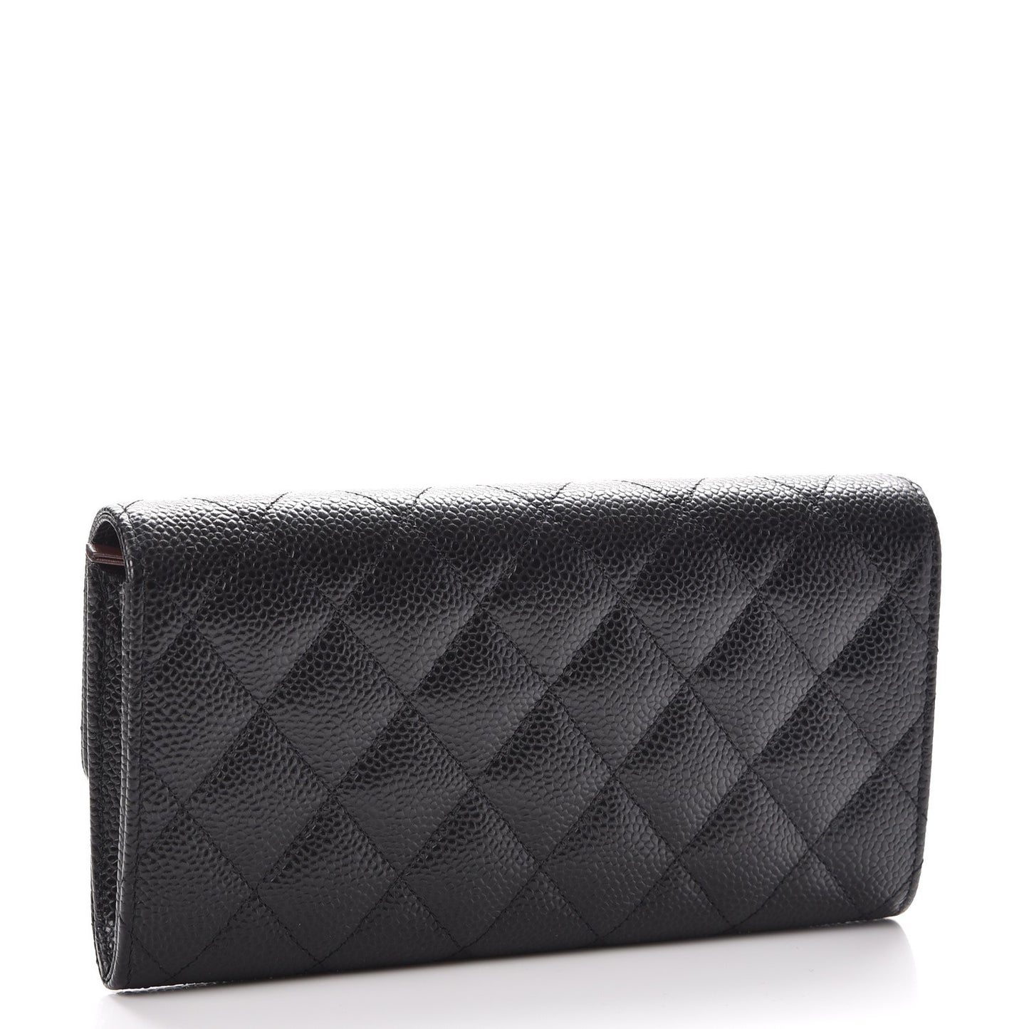 Caviar Quilted Large Flap Wallet Black