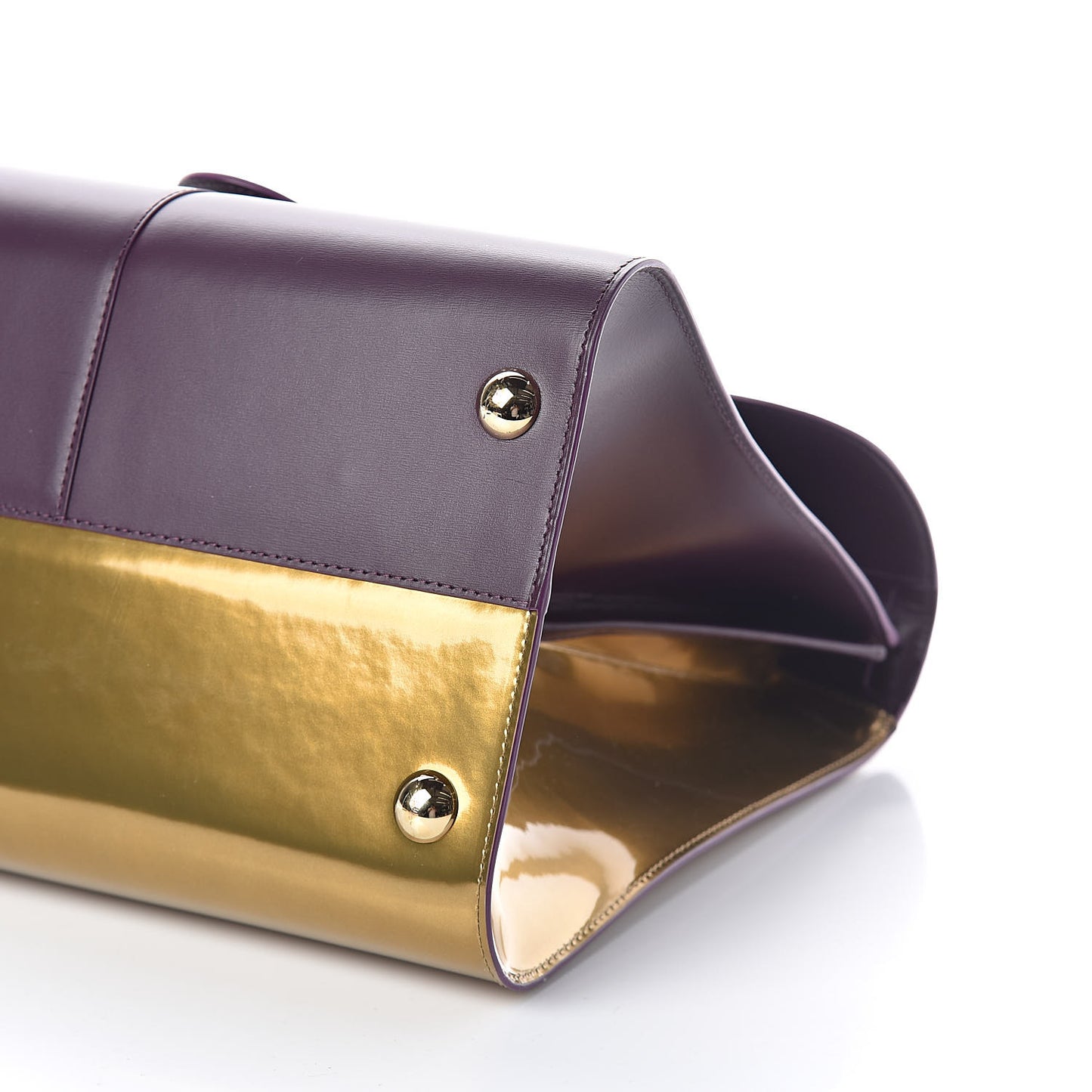 Box Calfskin Vernis GM Brillant Biface Satchel Prune