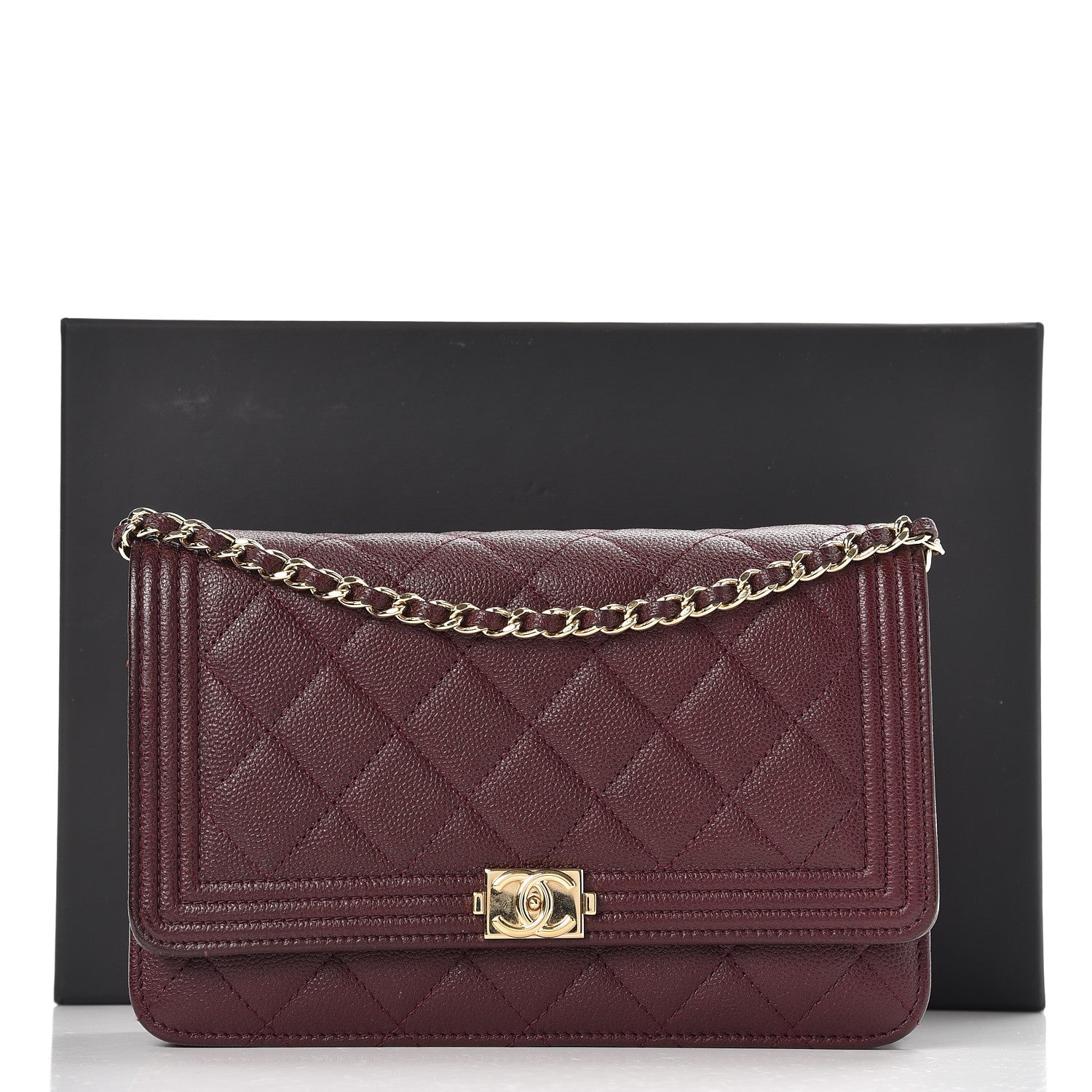 Chanel Caviar Quilted Boy Wallet On Chain WOC Dark Purple 10 of 10