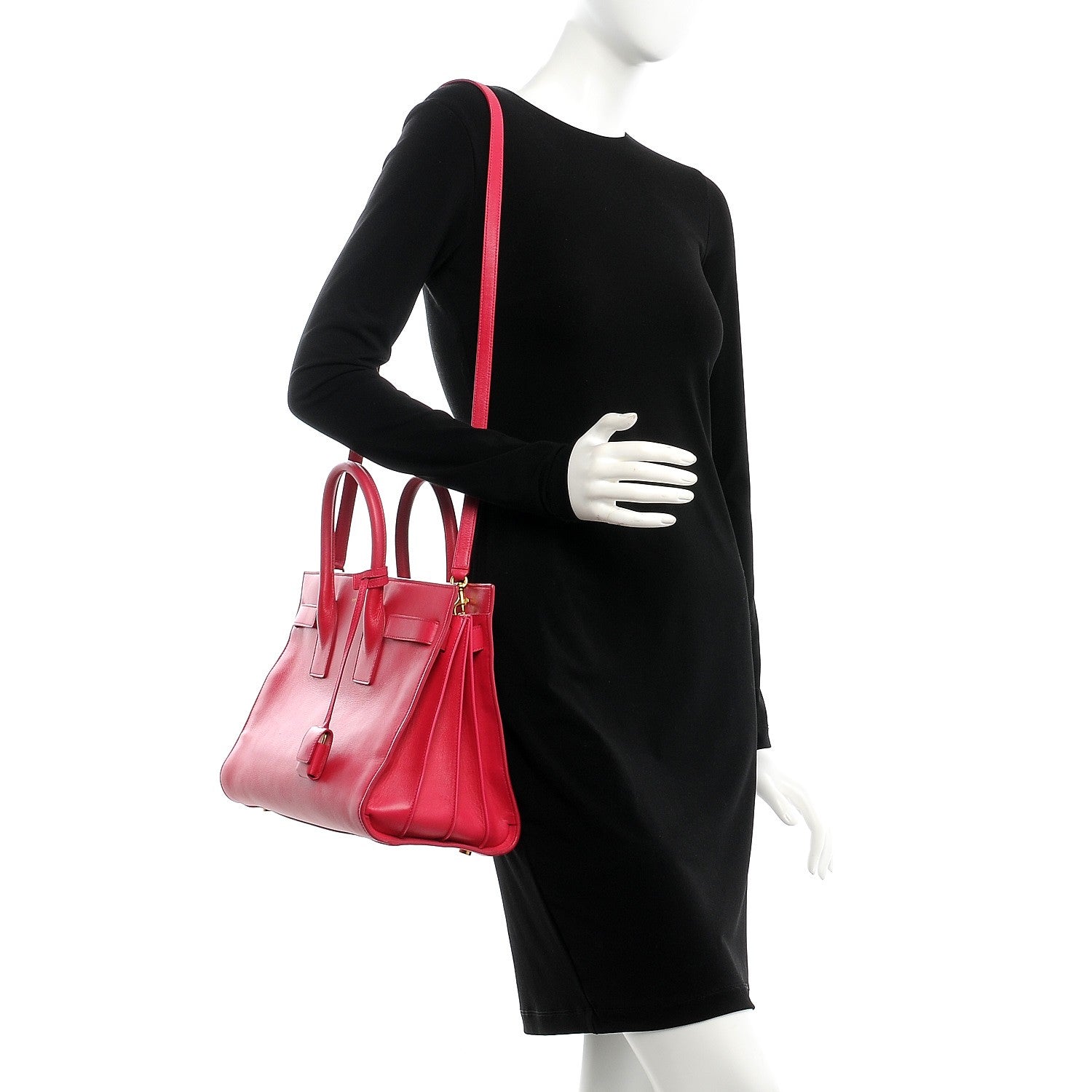 Saint Laurent Calfskin Small Sac De Jour Lipstick Fuchsia 2 of 19