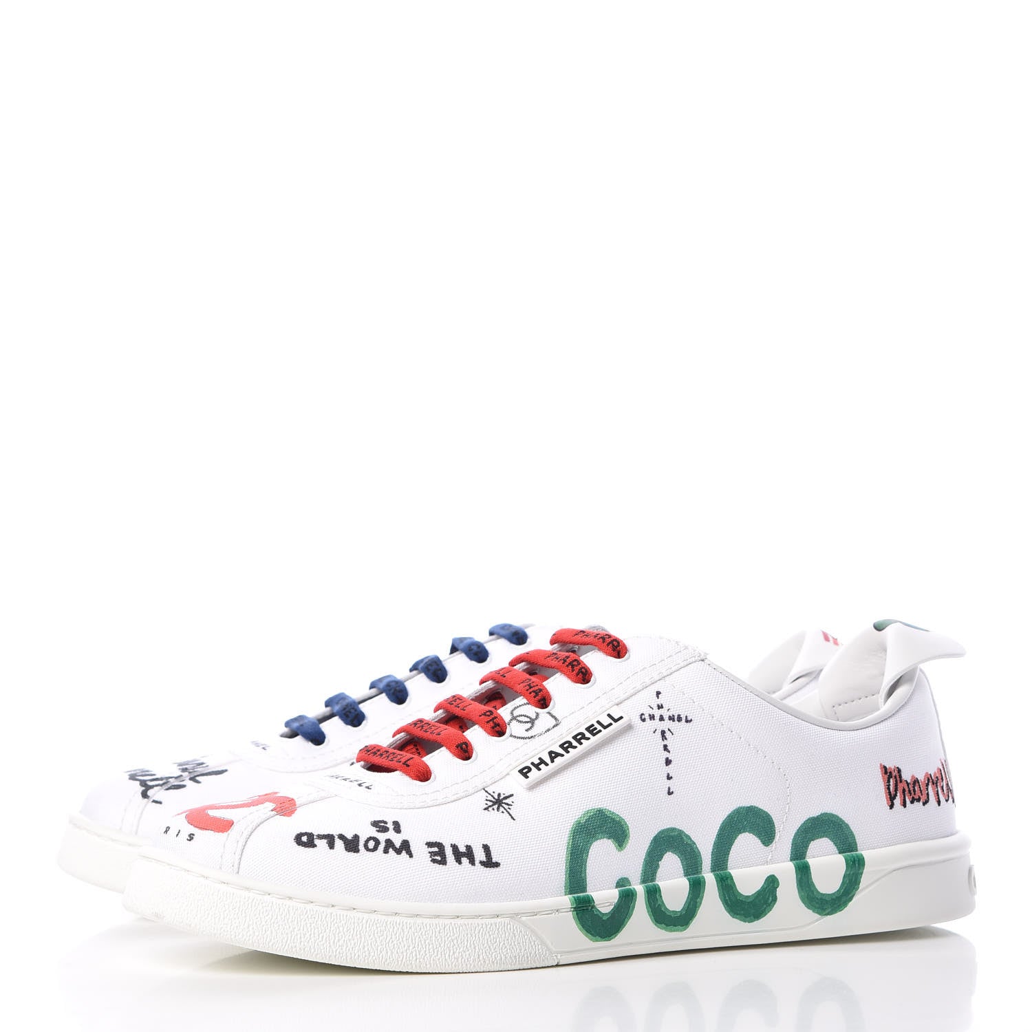 Chanel x Pharrell Williams Mens Canvas Sneakers 43 White 3 of 11