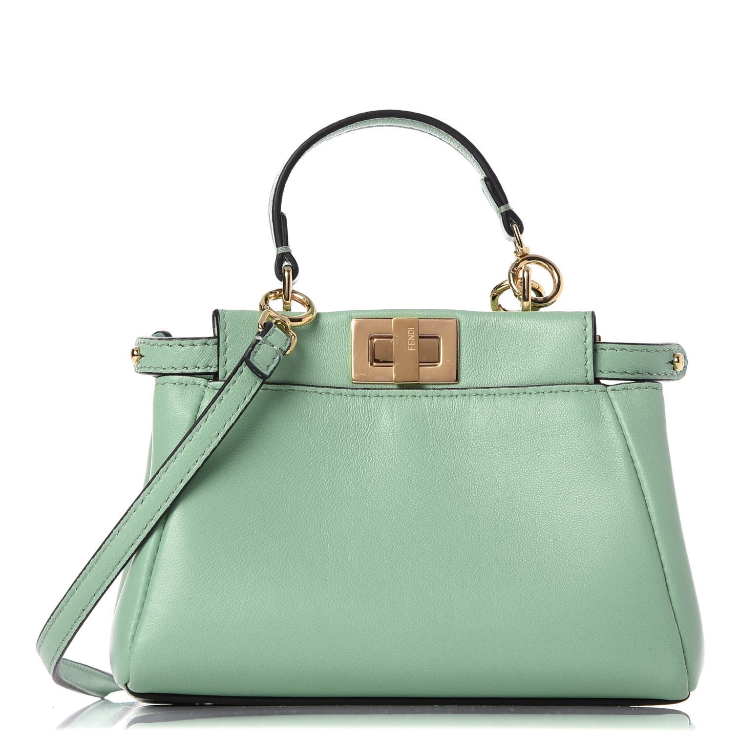 Shiny Nappa Micro Peekaboo Iconic Satchel Verde Acqua