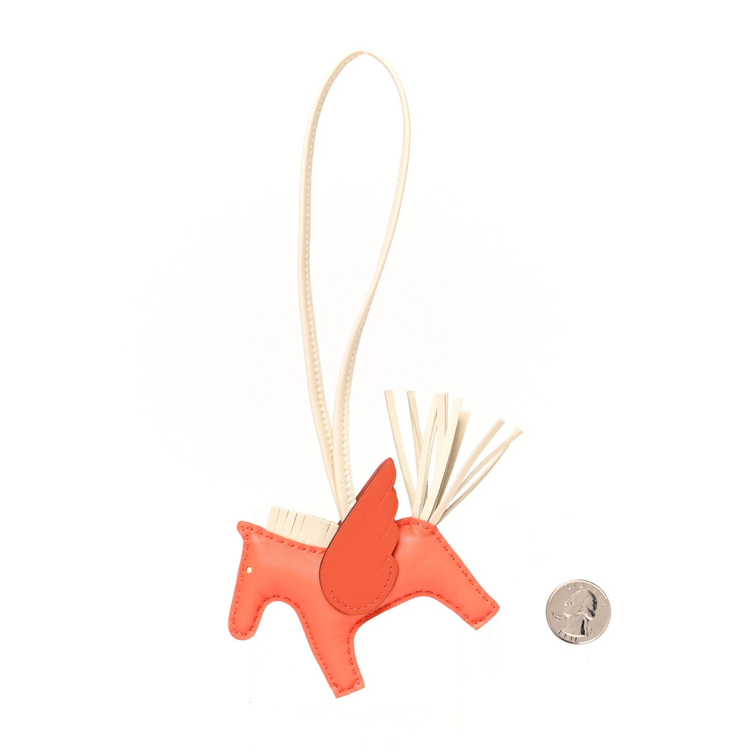 Hermes Milo Lambskin Grigri Rodeo Pegase Horse Bag Charm PM Orange Poppy Craie Terre Battue 2 of 4