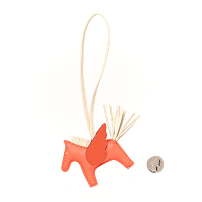 Hermes Milo Lambskin Grigri Rodeo Pegase Horse Bag Charm PM Orange Poppy Craie Terre Battue 2 of 4