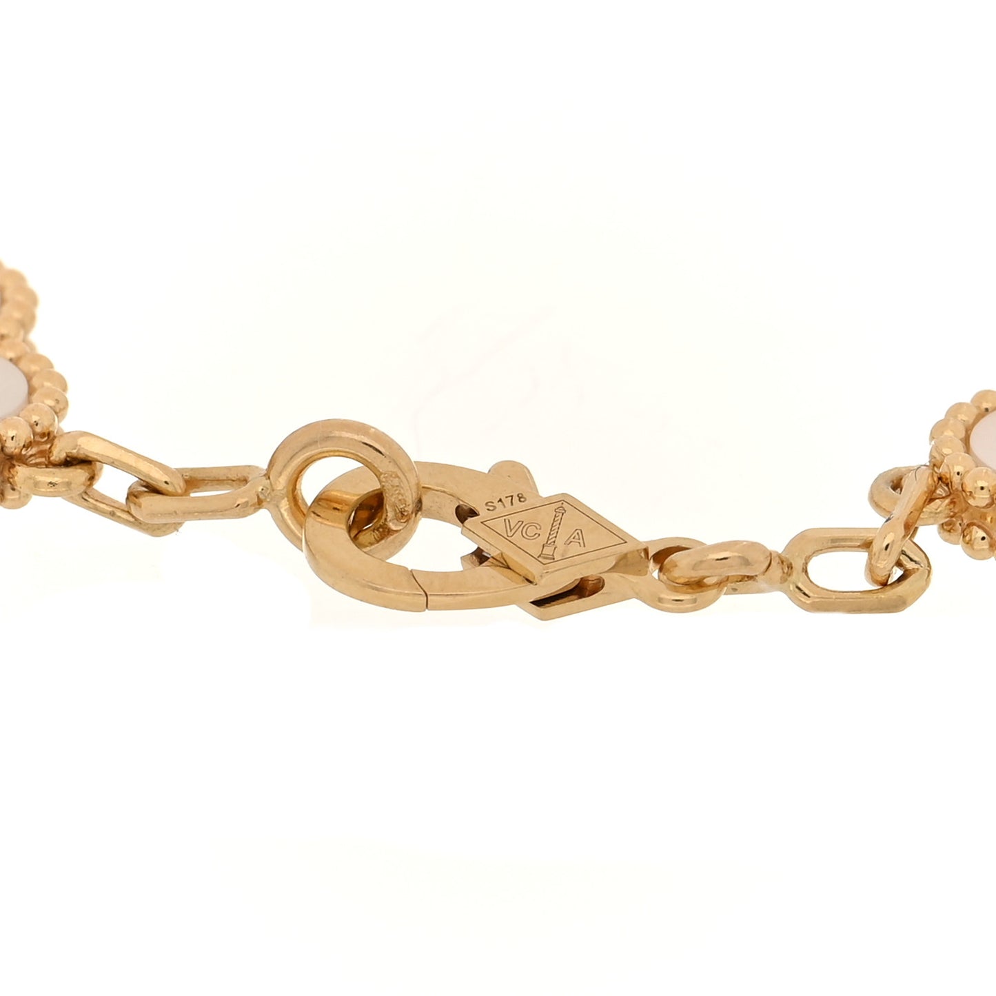 18K Yellow Gold Mother of Pearl 5 Motifs Vintage Alhambra Bracelet
