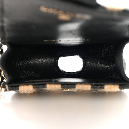 Chanel Raffia Jute Striped Airpods Pro Case Black Beige 5 of 11