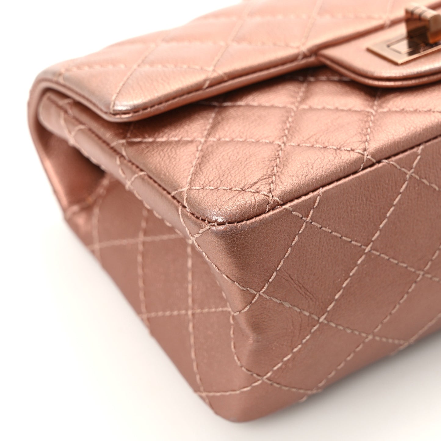 Metallic Grained Calfskin Quilted 2.55 Reissue Mini Flap Copper Pink