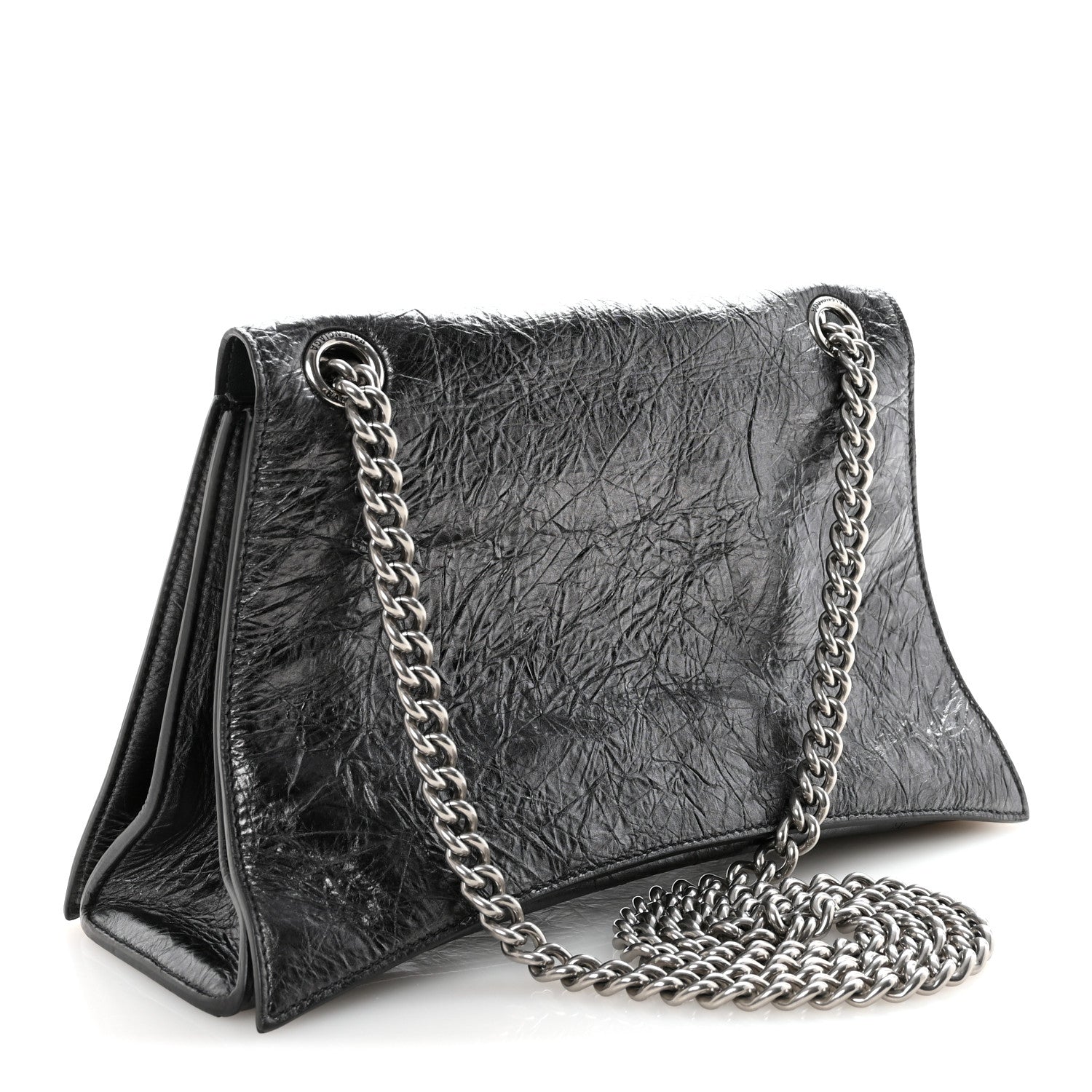 Balenciaga Metallic Crushed Calfskin Medium Crush Chain Bag Steel Grey 3 of 9