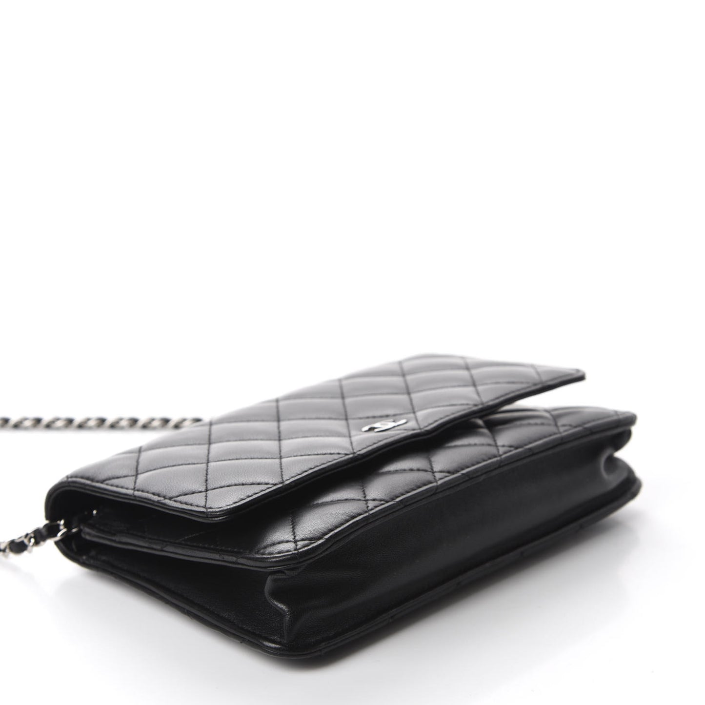 Lambskin Quilted Wallet On Chain WOC Black