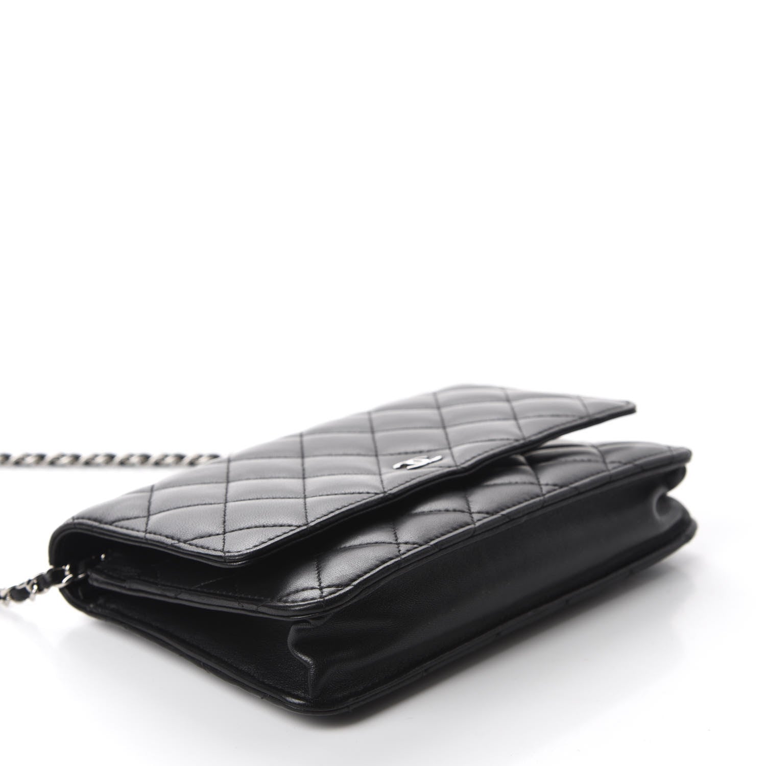 Chanel Lambskin Quilted Wallet On Chain WOC Black 4 of 12