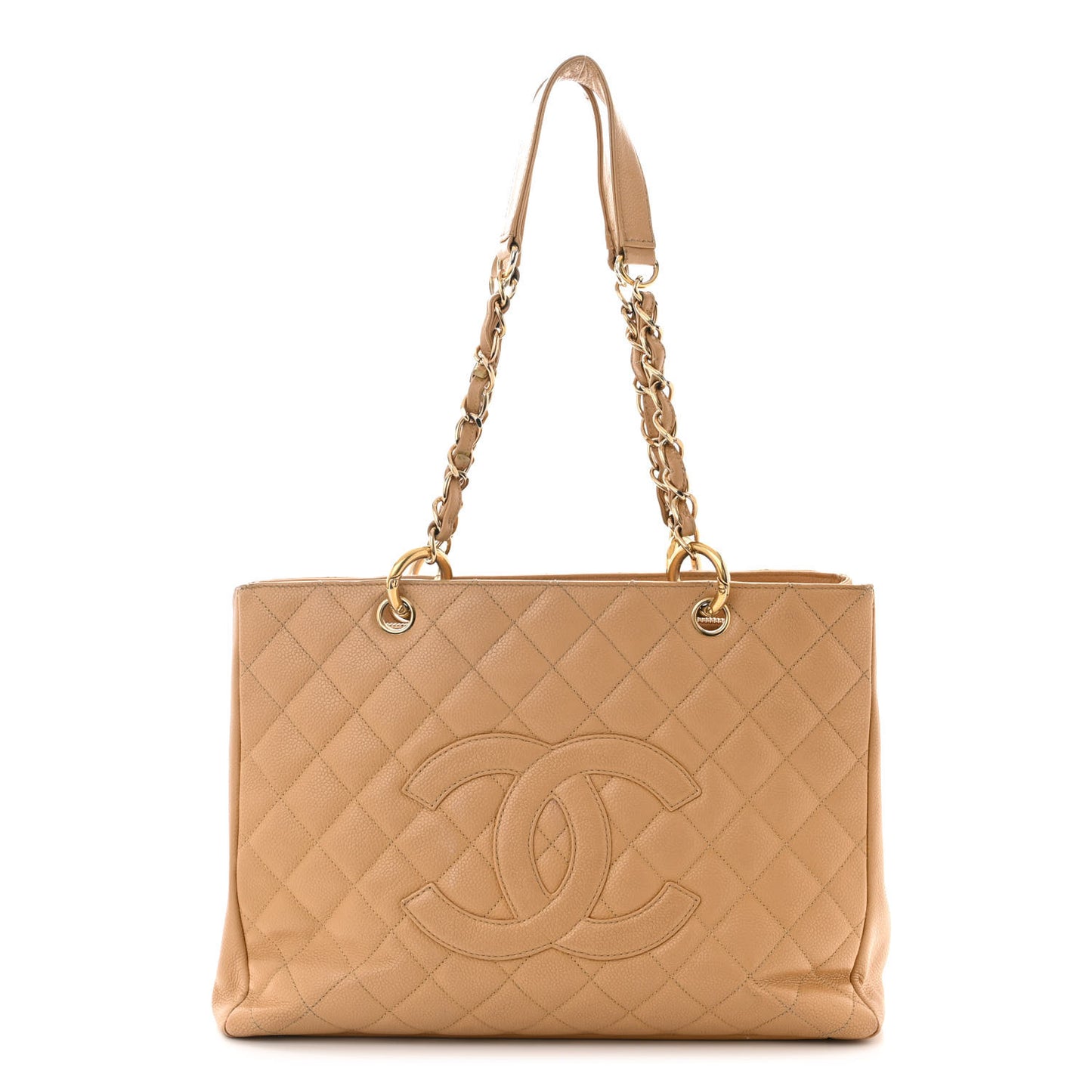 Caviar Quilted Grand Shopping Tote GST Beige Clair