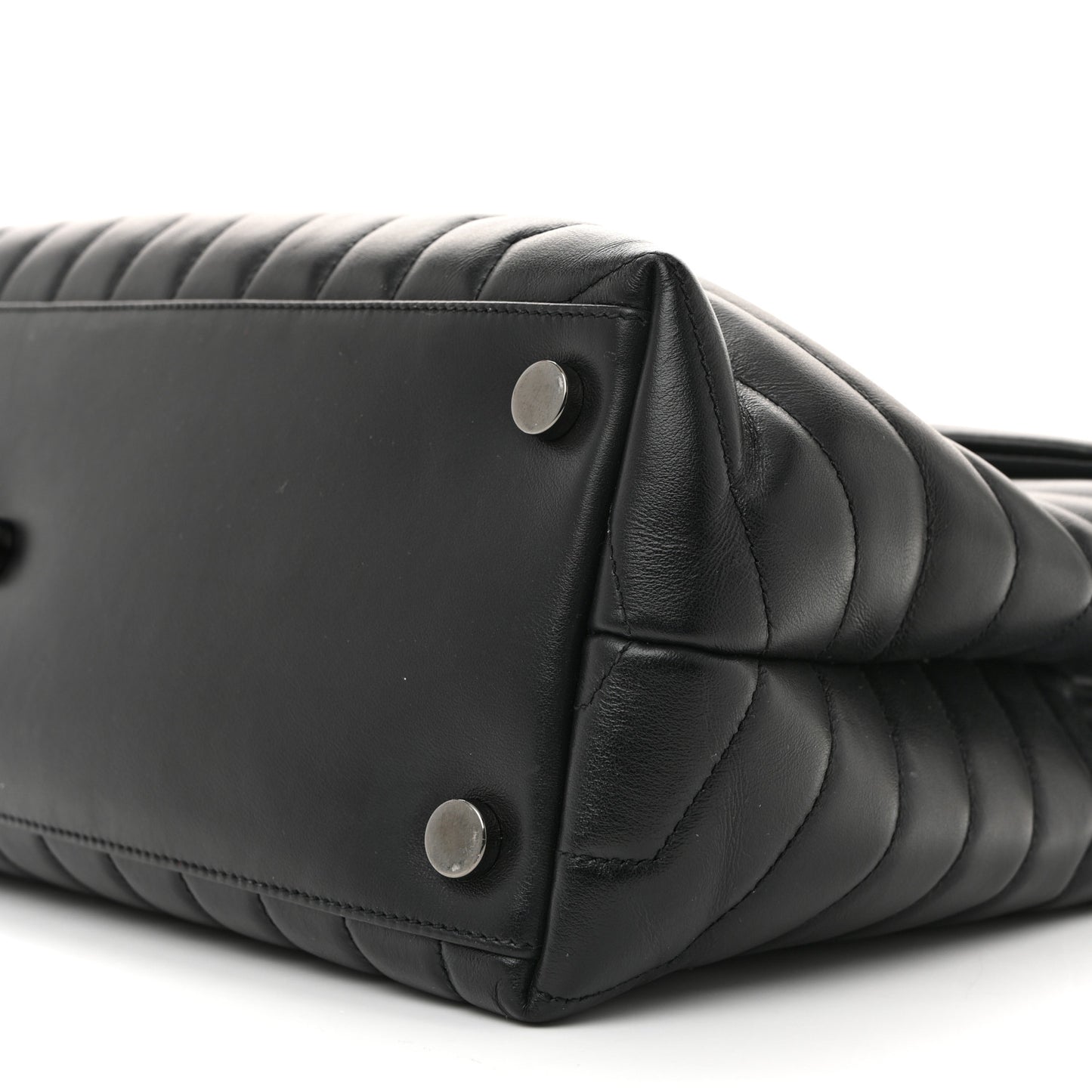 Calfskin Y Quilted Monogram Monochrome Large Loulou Chain Satchel Black