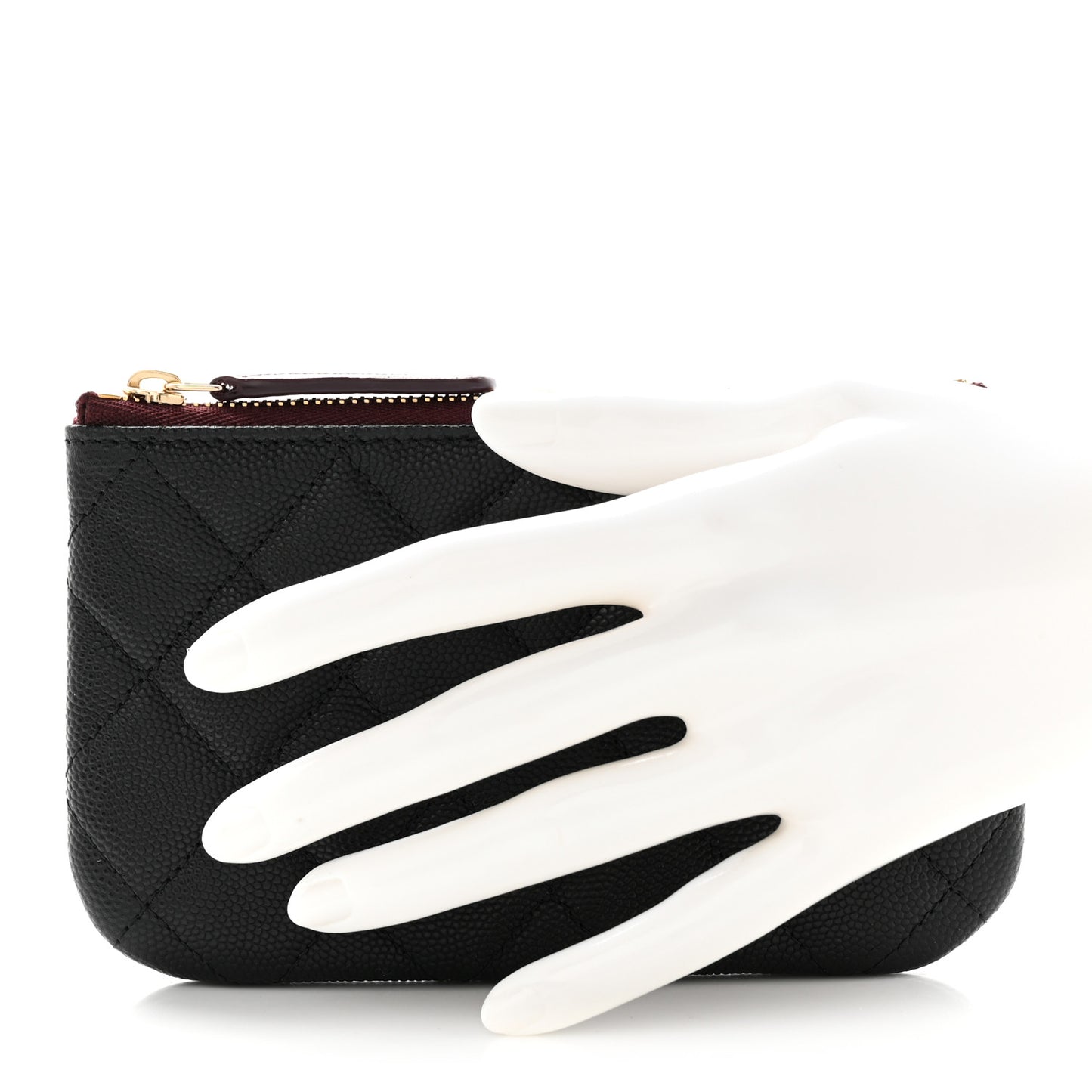 Caviar Quilted Small Cosmetic Case Black