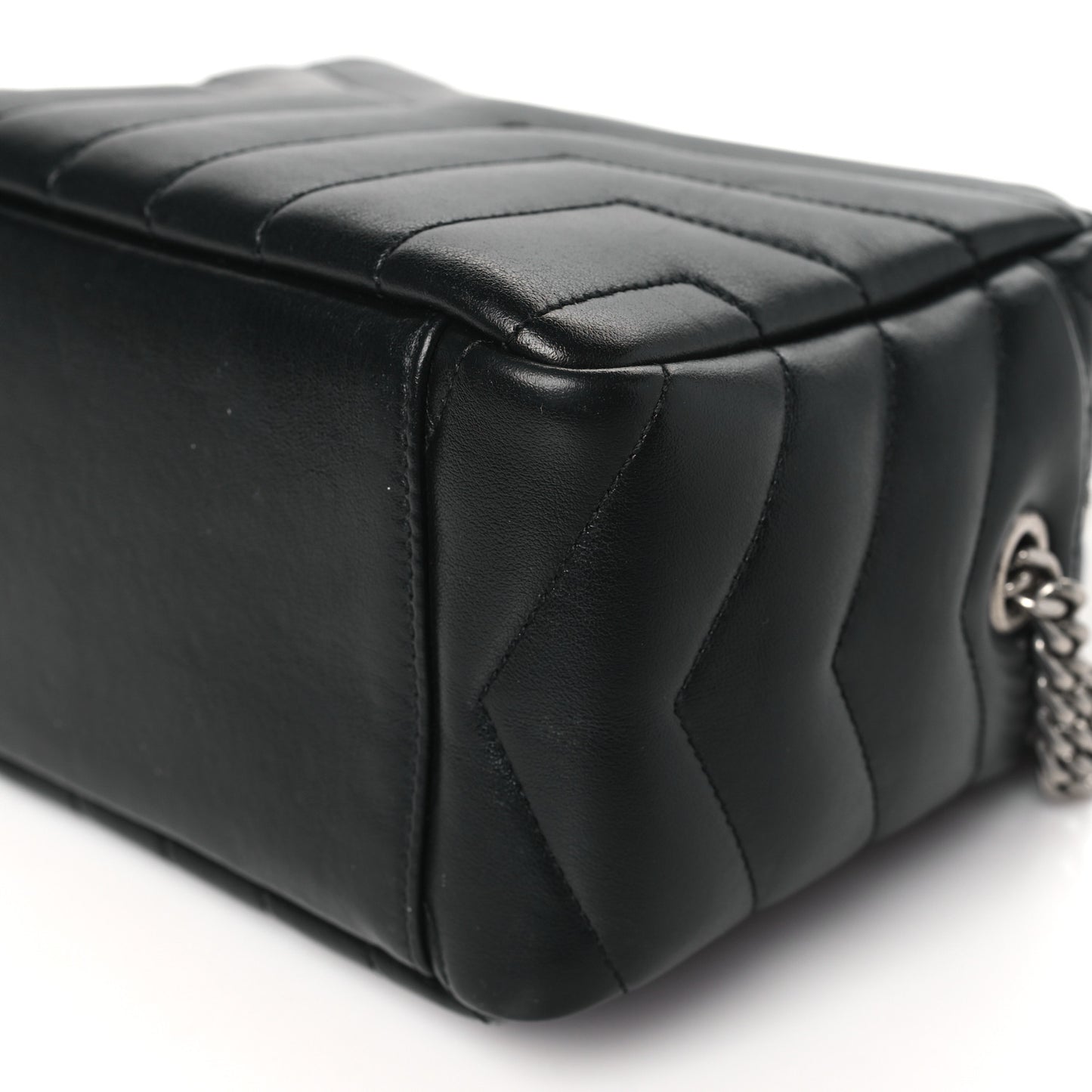 Calfskin Y Quilted Monogram Small Loulou Bowling Bag Black