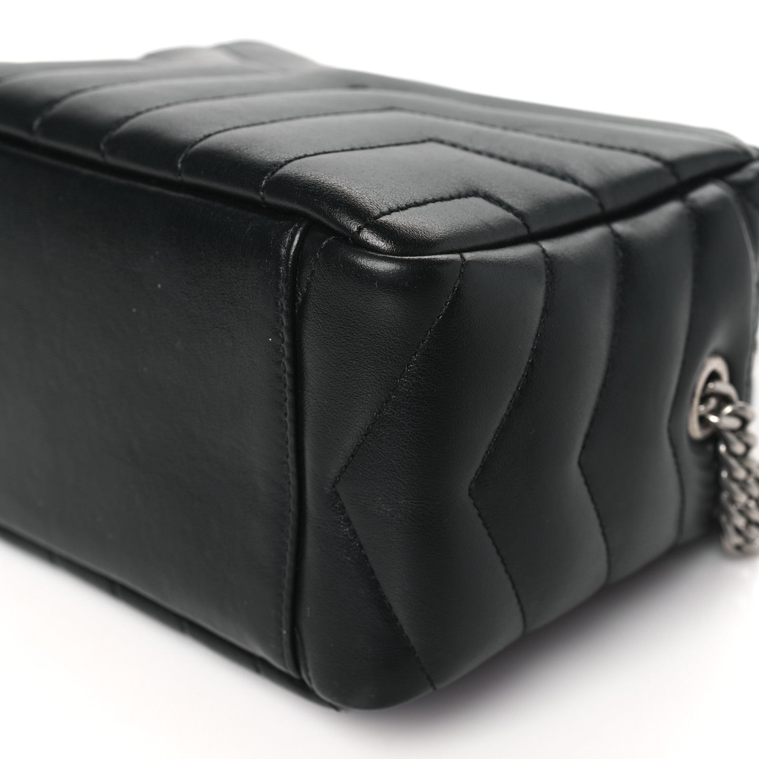 Saint Laurent Calfskin Y Quilted Monogram Small Loulou Bowling Bag Black 10 of 10