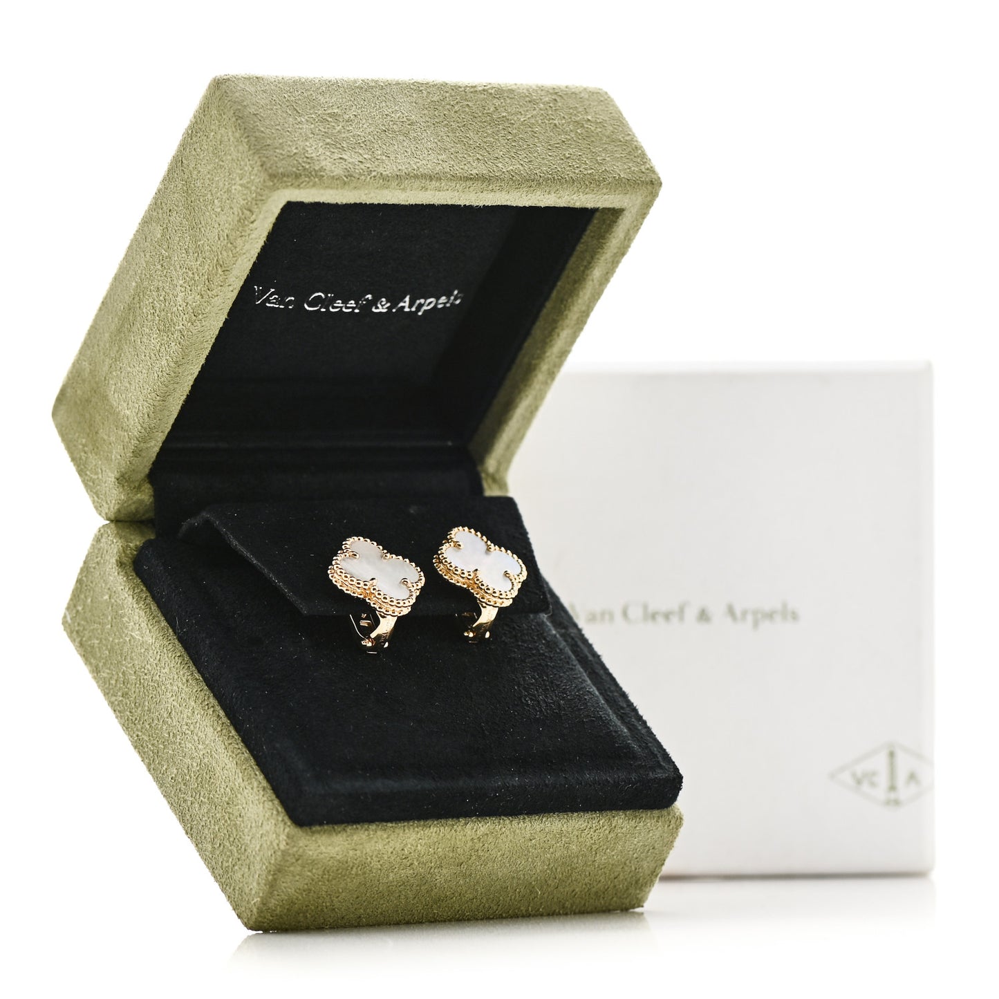 18K Yellow Gold Mother of Pearl Vintage Alhambra Earrings