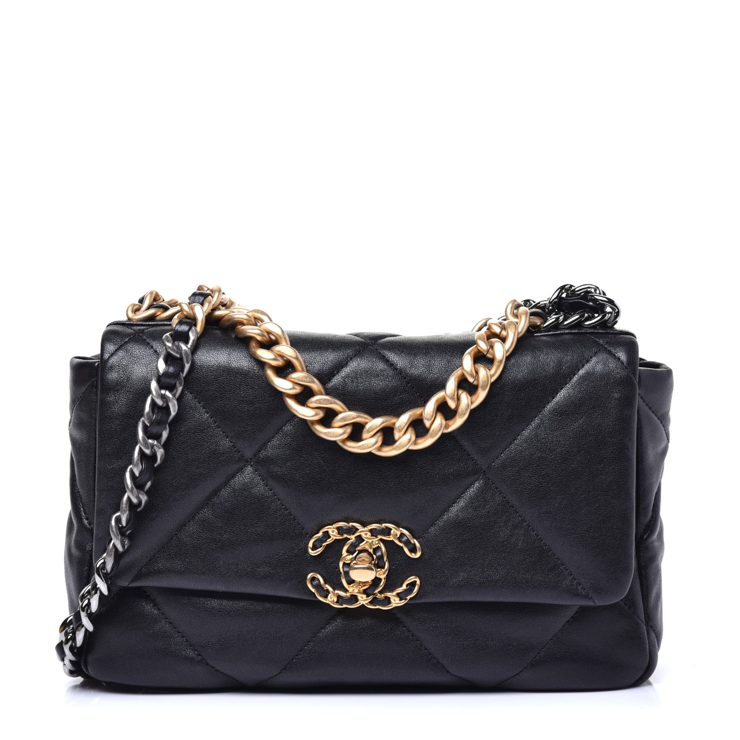Lambskin Quilted Medium 19 Flap Black