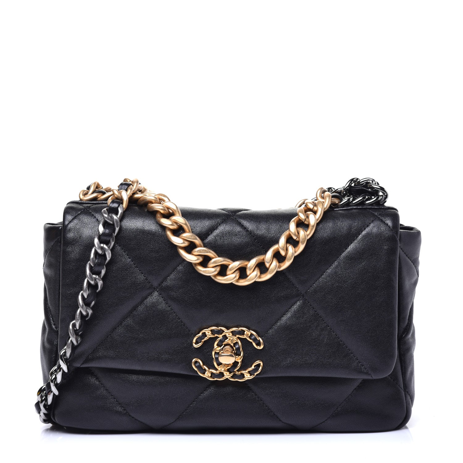 Chanel Lambskin Quilted Medium 19 Flap Black 1 of 9