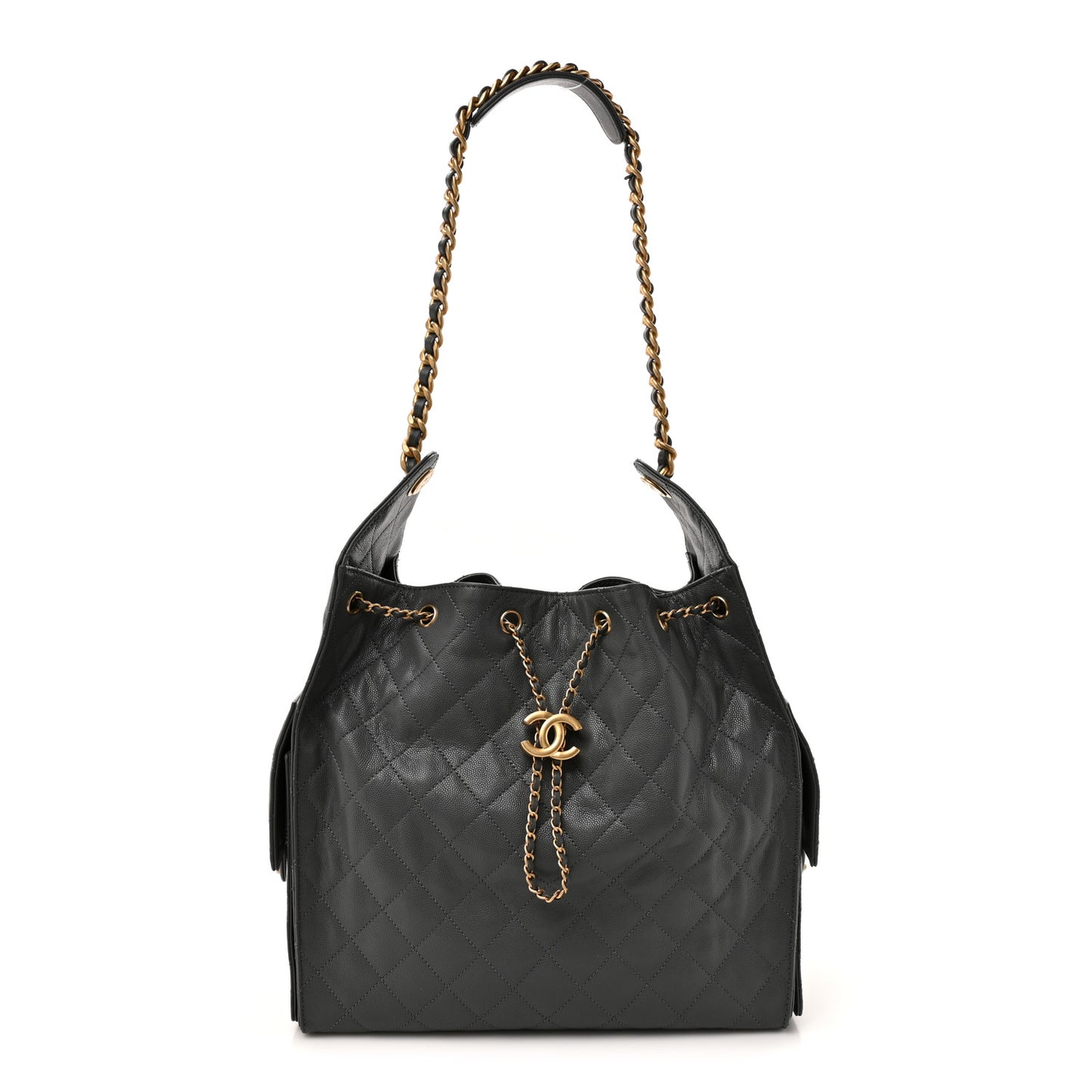 Caviar Quilted Medium Chanel 25 Handbag Dark Grey