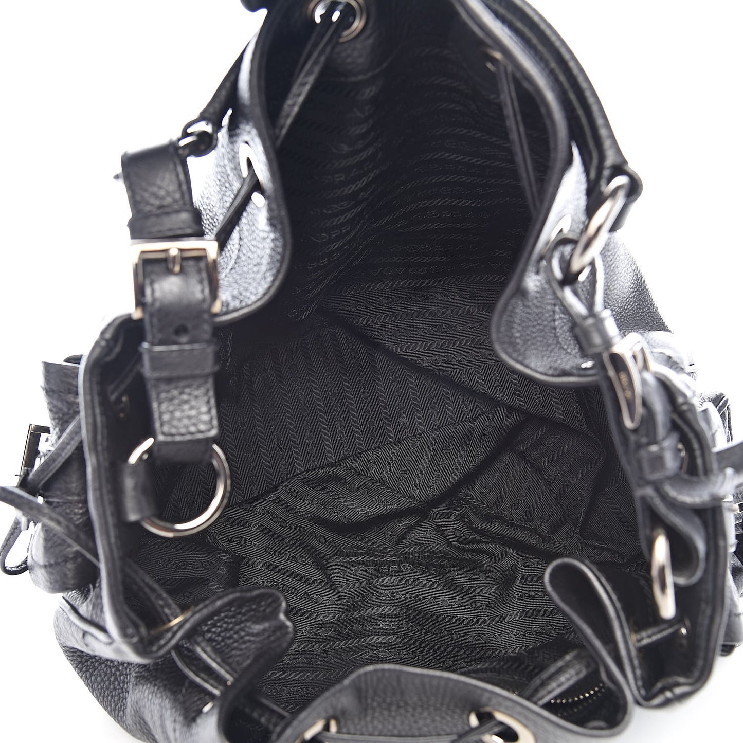 Vitello Daino Drawstring Bucket Black