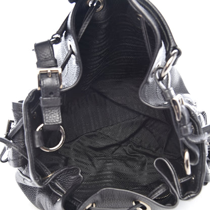 Prada Vitello Daino Drawstring Bucket Black 5 of 12