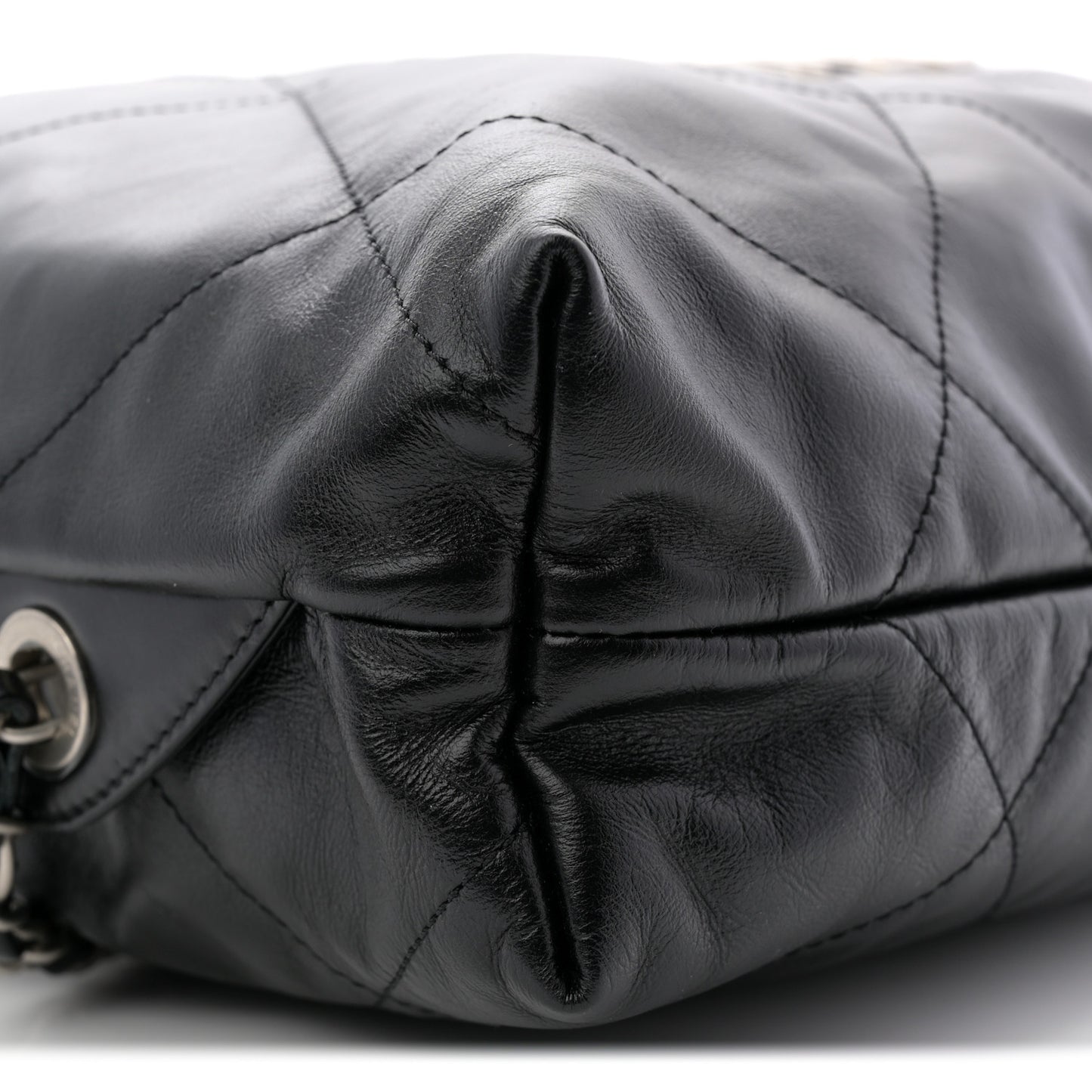 Shiny Calfskin Quilted Chanel 22 Backpack Black
