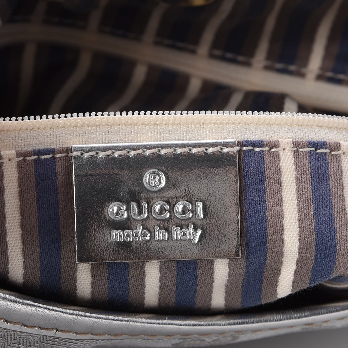 Metallic Monogram Medium New Britt Hobo Silver