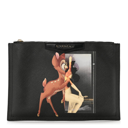 Givenchy Textured Coated Canvas Bambi Print Cosmetic Pouch Black 1 of 9