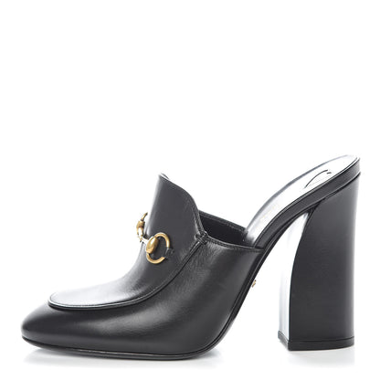 Gucci Malaga Kid Horsebit Princetown High Heel Mules 38.5 Black 1 of 8
