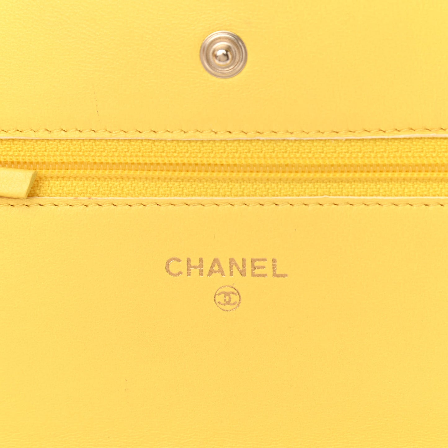Lambskin Quilted Wallet on Chain WOC Yellow
