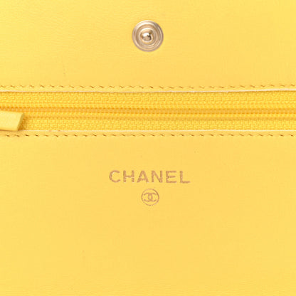 Chanel Lambskin Quilted Wallet on Chain WOC Yellow 6 of 13