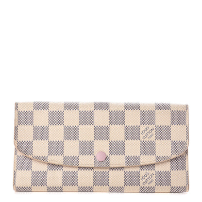 Louis Vuitton Damier Azur Emilie Wallet Rose Ballerine 1 of 8