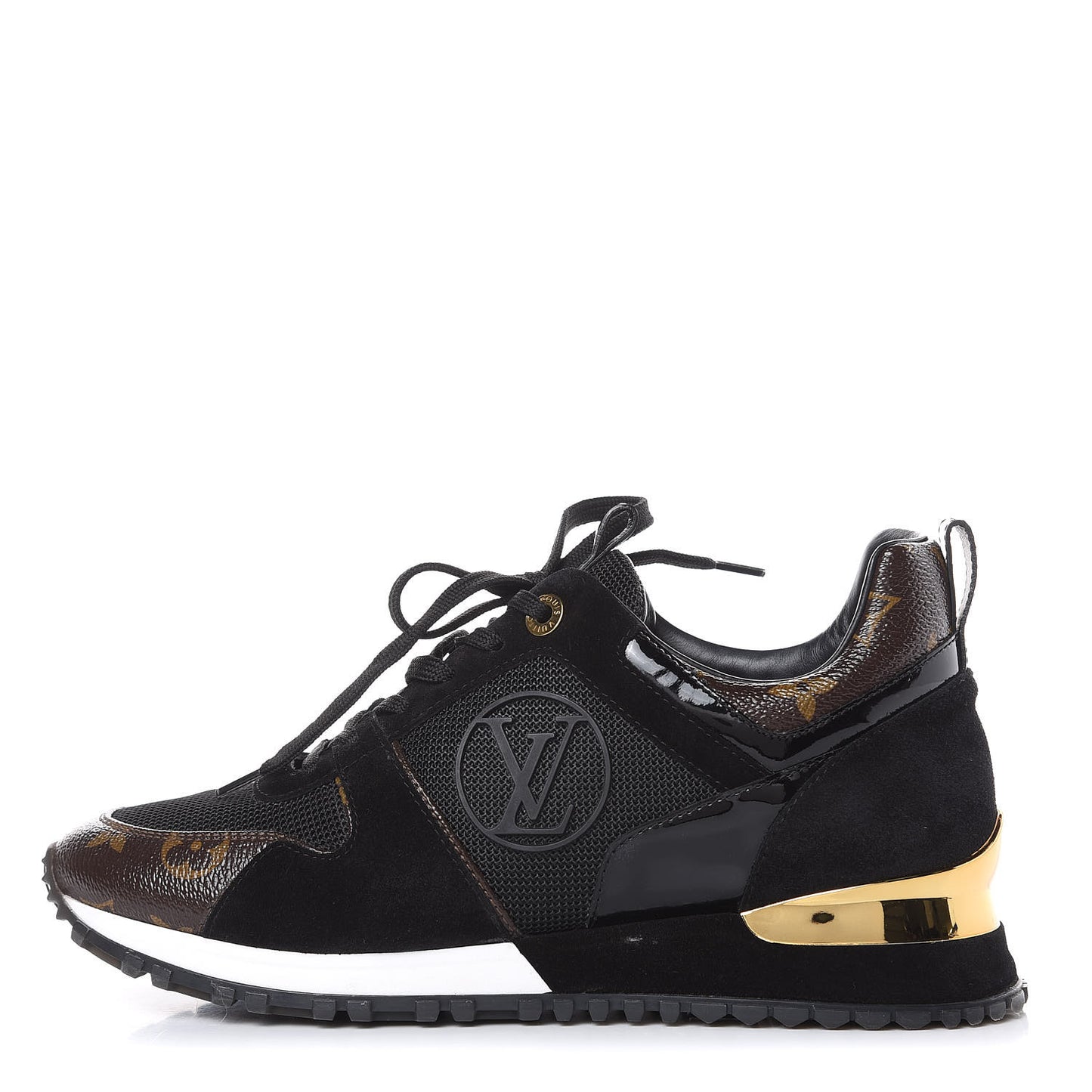 Suede Monogram Run Away Sneakers 37.5 Black