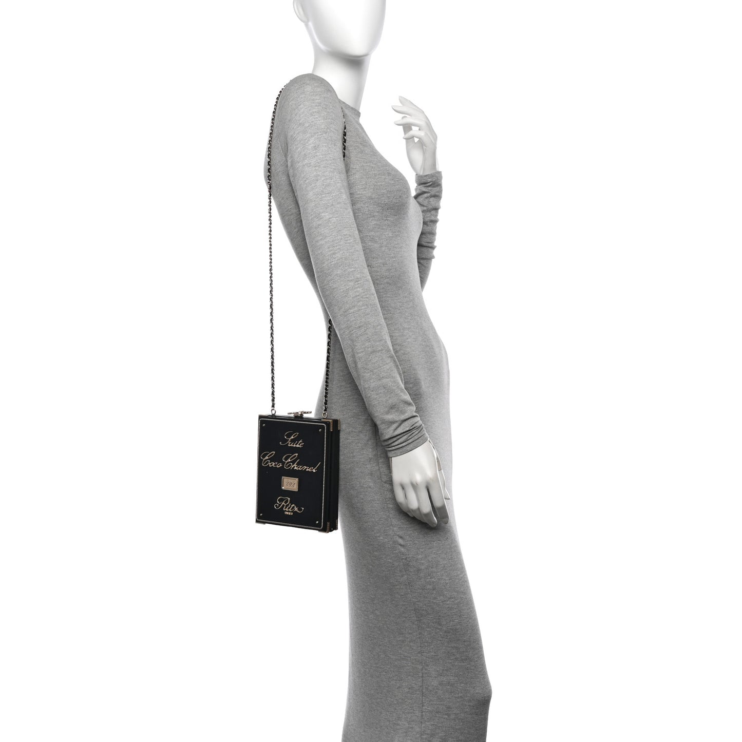 Lambskin Room Card Minaudiere Evening Bag Black Gold
