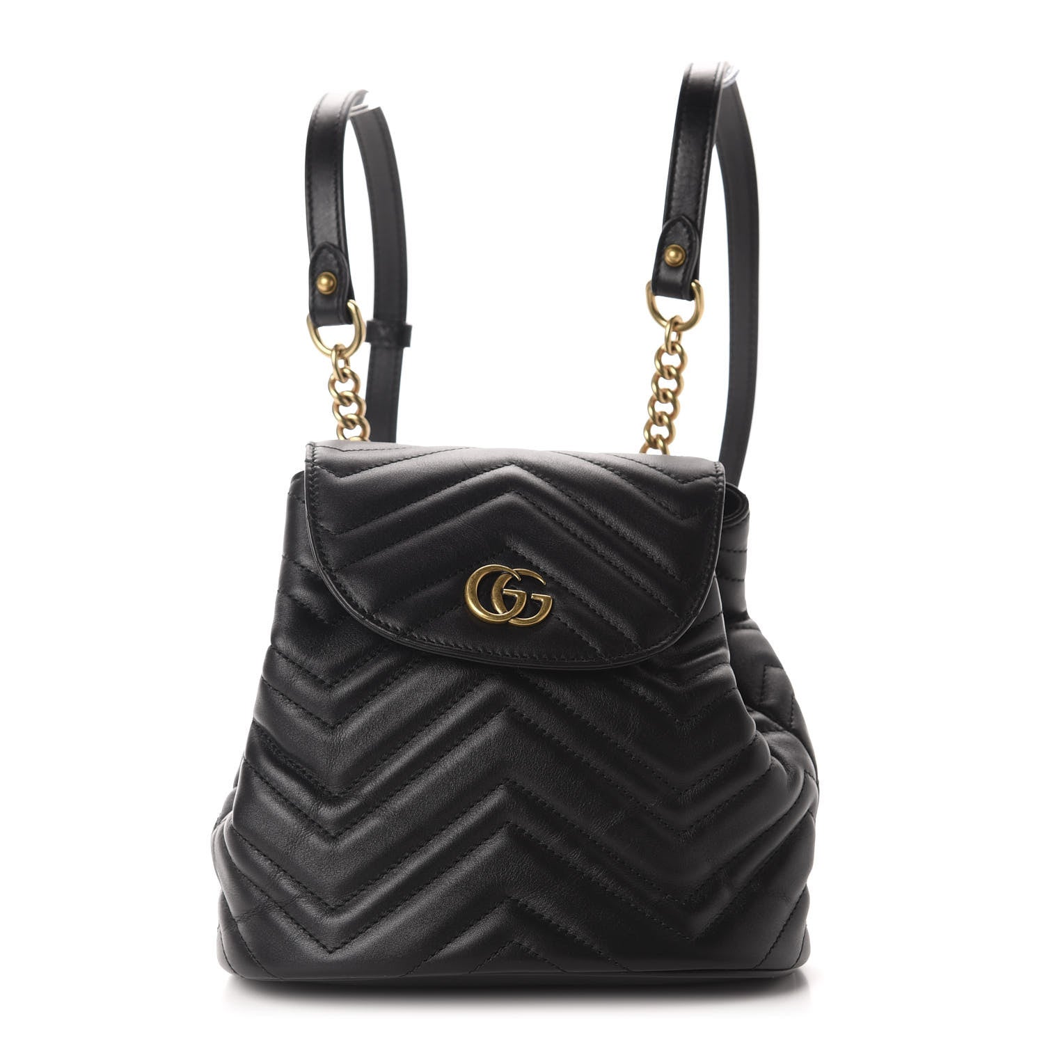 Gucci Calfskin Matelasse GG Marmont Flap Backpack Black 1 of 9