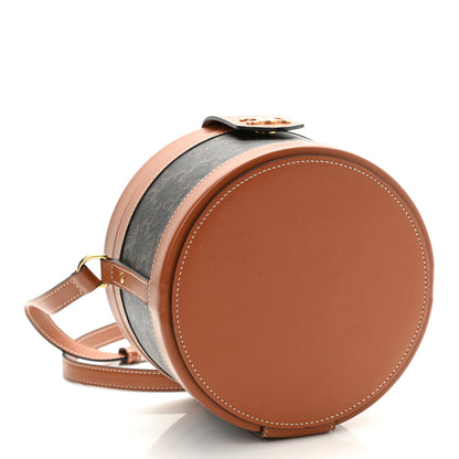 Celine Calfskin Triomphe Canvas Medium Tambour Bag Tan 4 of 10