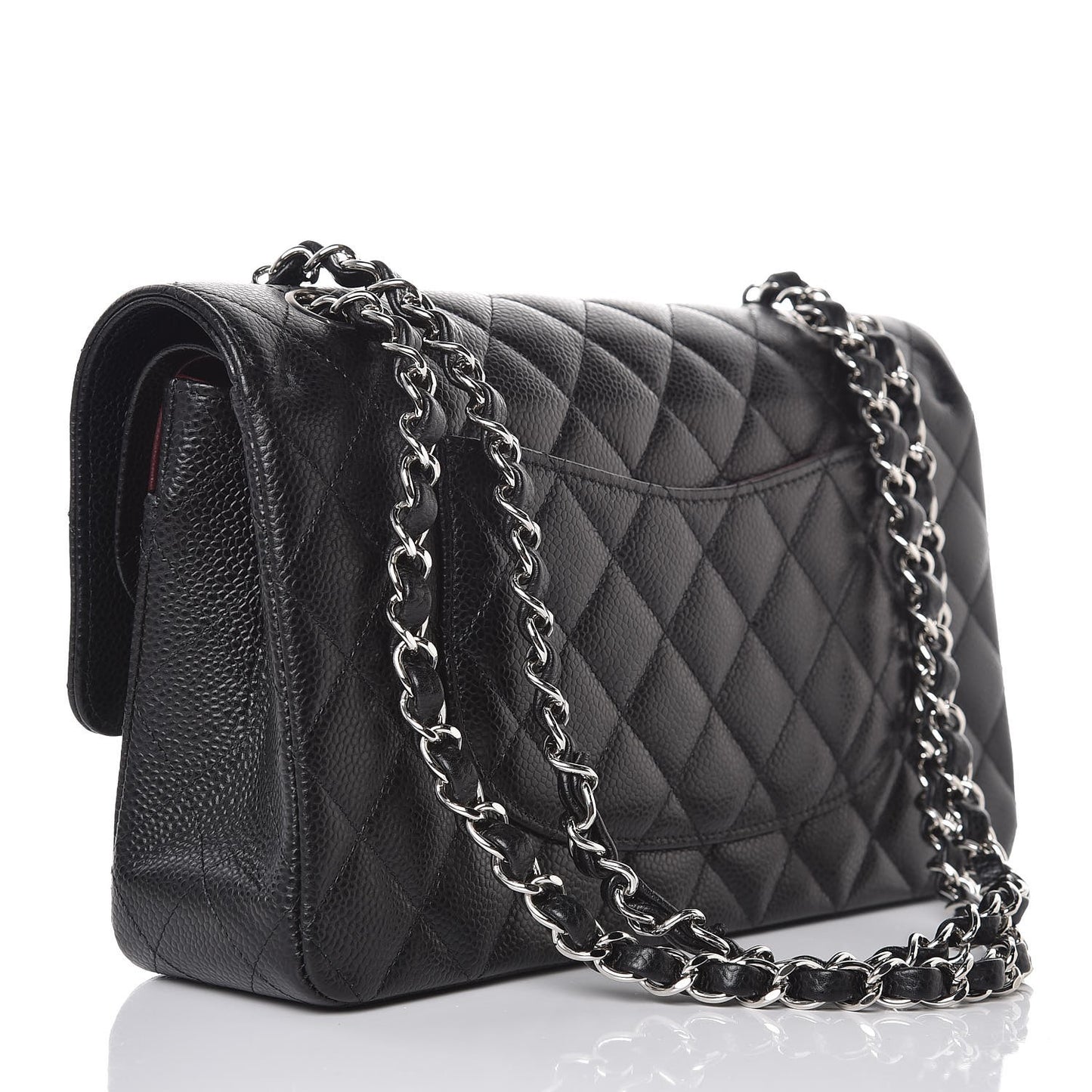 Caviar Quilted Medium Double Flap Black