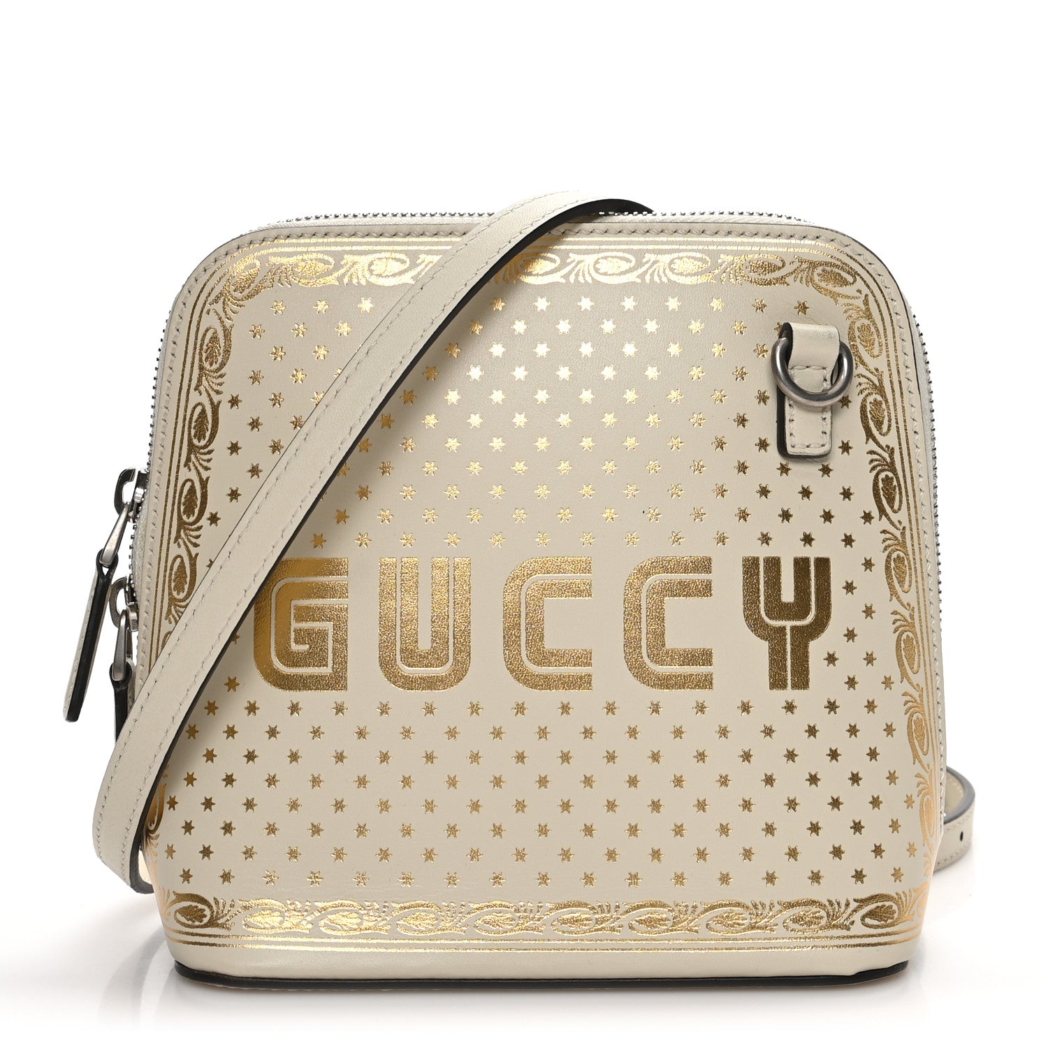 Gucci X SEGA Calfskin GUCCY Stars Mini Dome Shoulder Bag Mystic White Gold 1 of 8