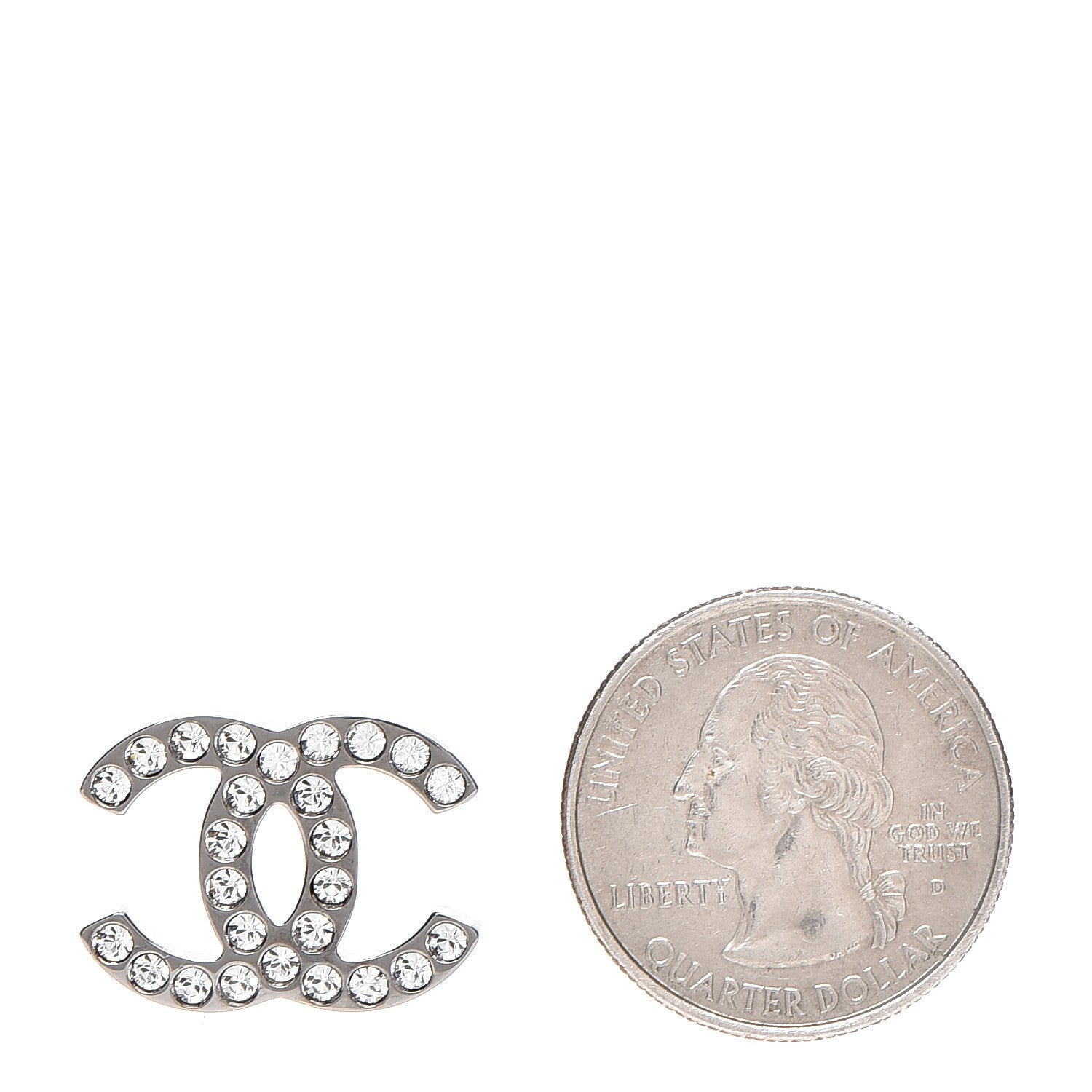 Chanel Crystal Large CC Earrings Silver 2 of 5