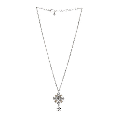 Chanel Crystal CC Drop Pendant Necklace Gold 3 of 5