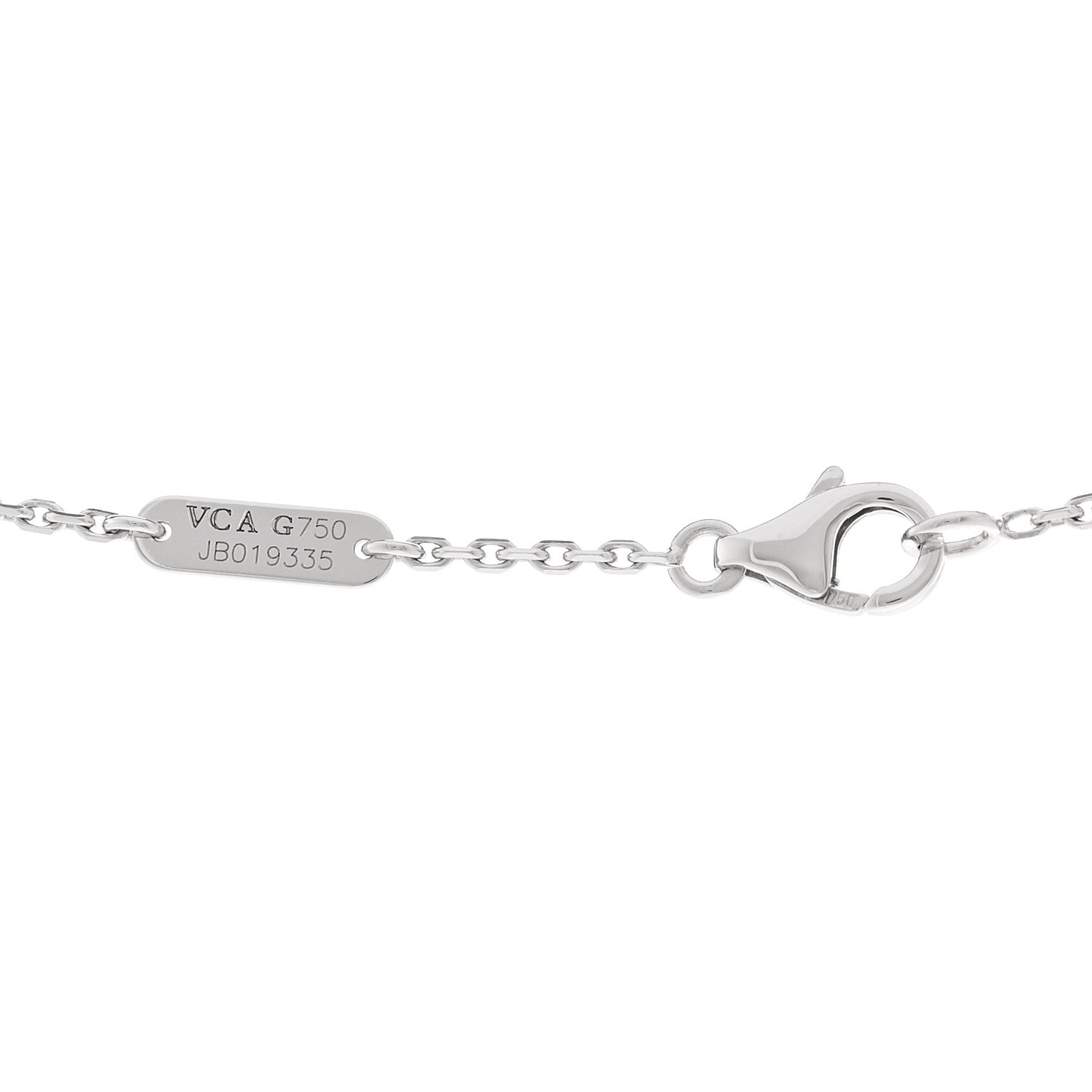 Van Cleef & Arpels 18K White Gold Diamond Mother of Pearl Vintage Alhambra Pendant Necklace 4 of 5