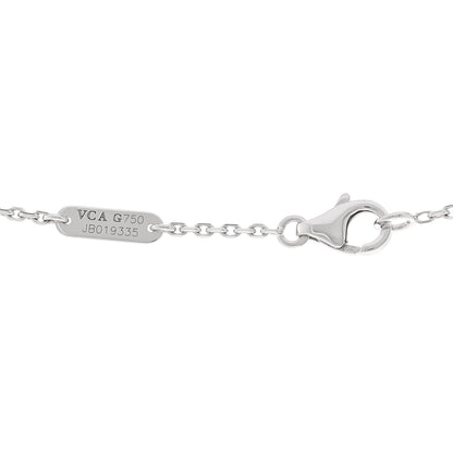 Van Cleef & Arpels 18K White Gold Diamond Mother of Pearl Vintage Alhambra Pendant Necklace 4 of 5